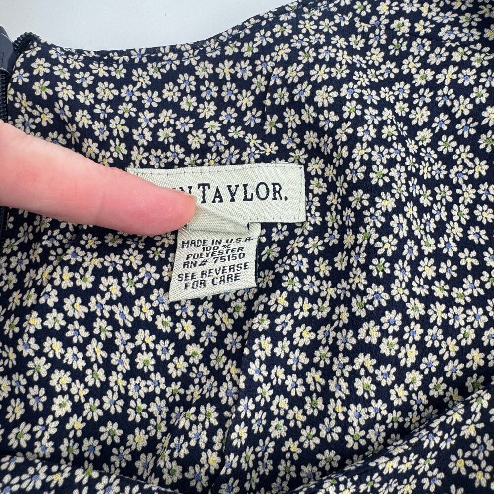VTG 90s Ann Taylor Ditsy Floral Mini Sundress Size 6 Daisy Navy Cap Sleeve - Picture 5 of 7